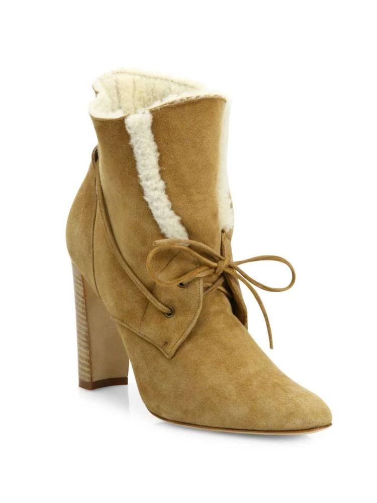 商品Manolo Blahnik|Ostrava Suede & Shearling Booties,价格¥4482,第1张图片