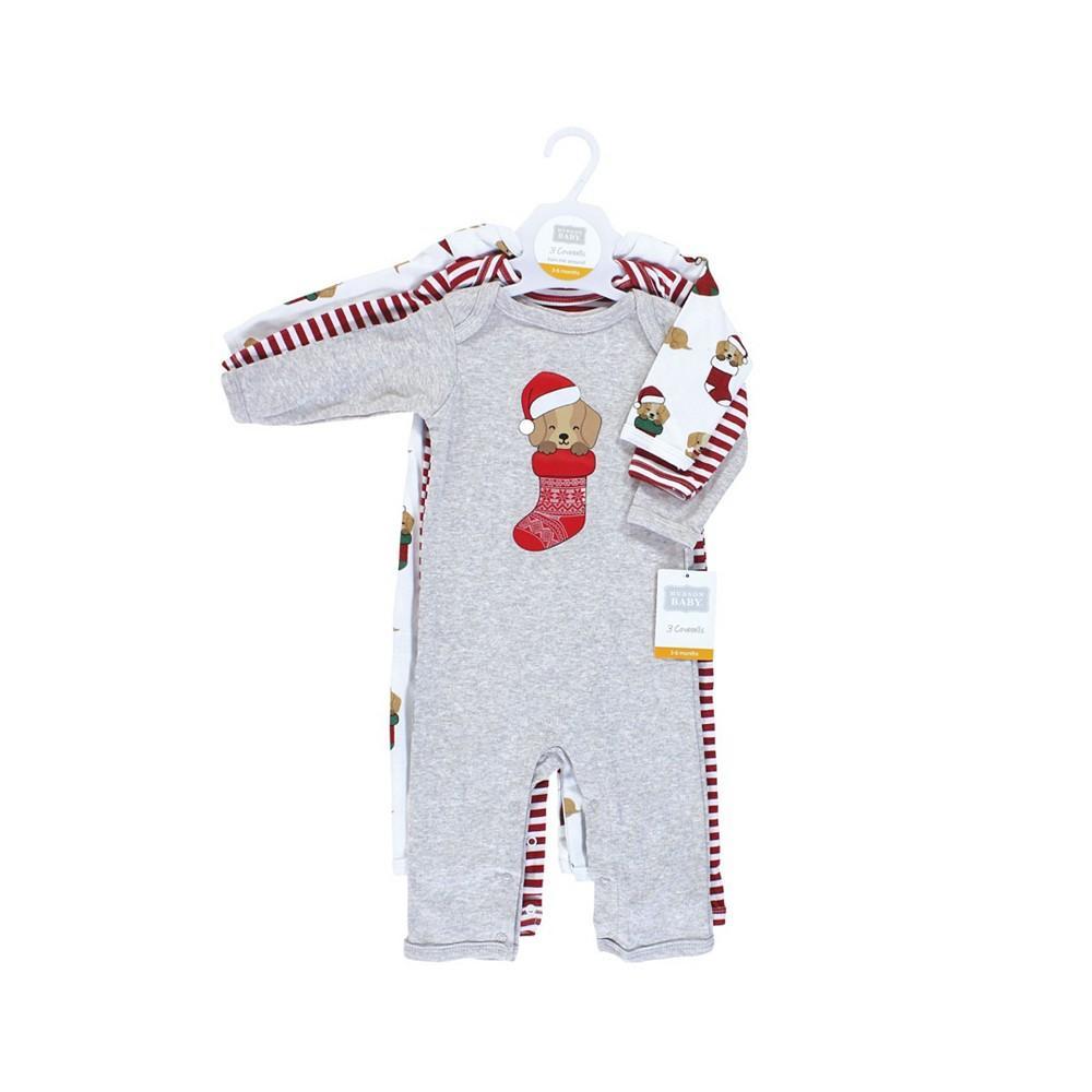 商品Hudson|Baby Girls and Boys Christmas Cotton Coveralls, Pack of 3,价格¥167,第4张图片详细描述