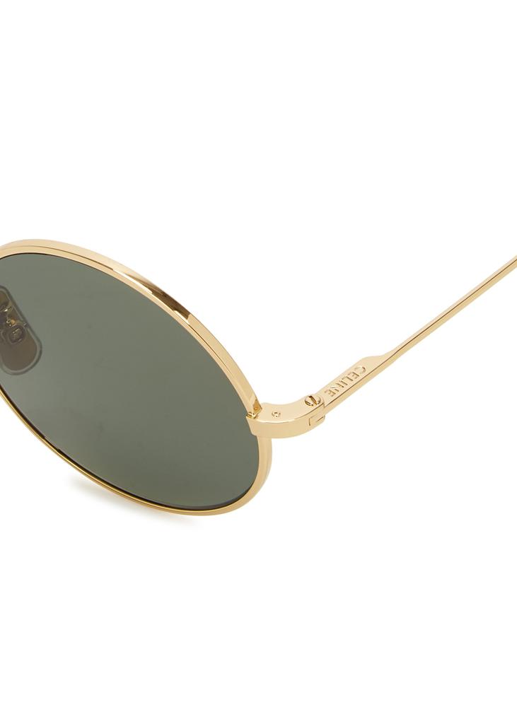 Gold-tone round-frame sunglasses商品第3张图片规格展示
