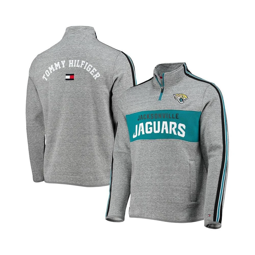 商品Tommy Hilfiger|Men's Heathered Gray Jacksonville Jaguars Mario Quarter-Zip Jacket,价格¥492,第1张图片