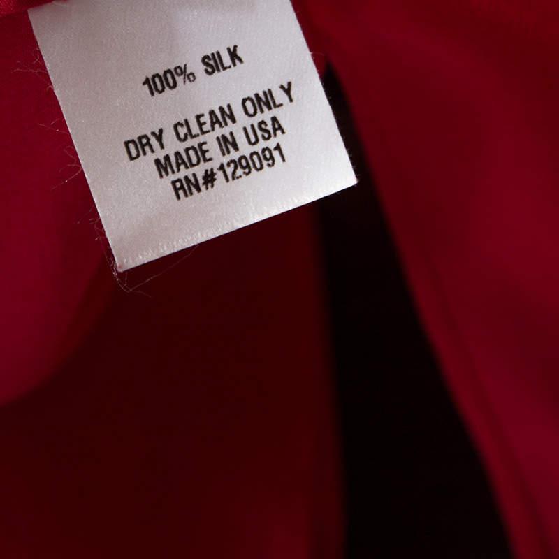 Prabal Gurung Red Silk Draped Bow Detail Sleeveless Top L商品第6张图片规格展示