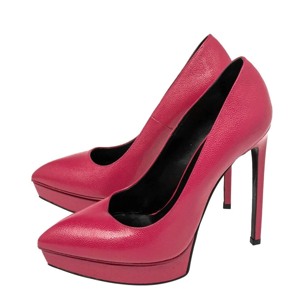 商品[二手商品] Yves Saint Laurent|Saint Laurent Pink Leather Janis Pointed Toe Pumps Size 37,价格¥1179,第4张图片详细描述