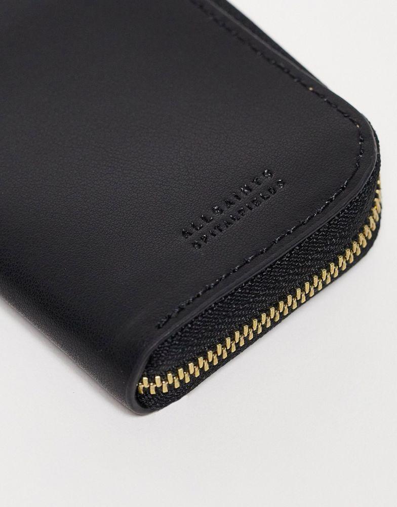 商品ALL SAINTS|AllSaints Lottie leather card holder in shiny black,价格¥432,第5张图片详细描述