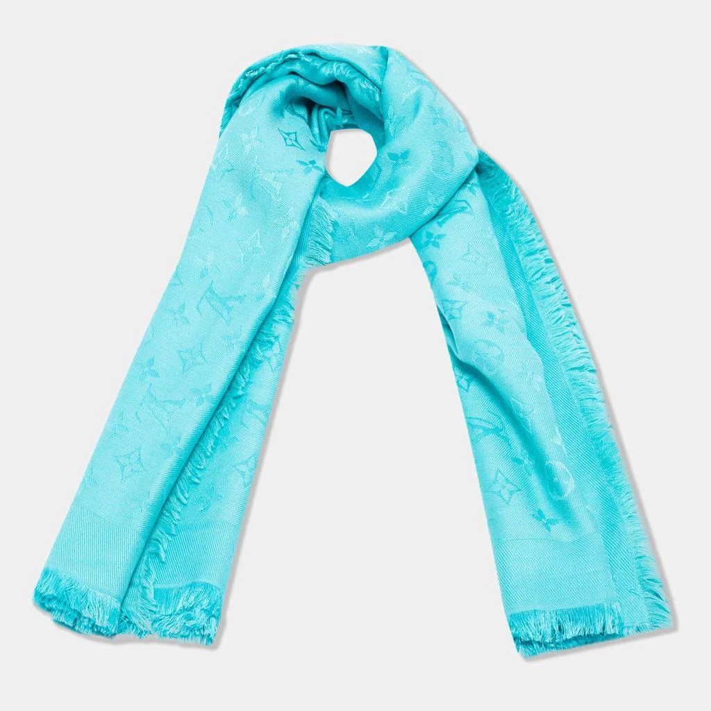 商品[二手商品] Louis Vuitton|Louis Vuitton Sky Blue Silk Classic Monogram Shawl,价格¥2014,第2张图片详细描述