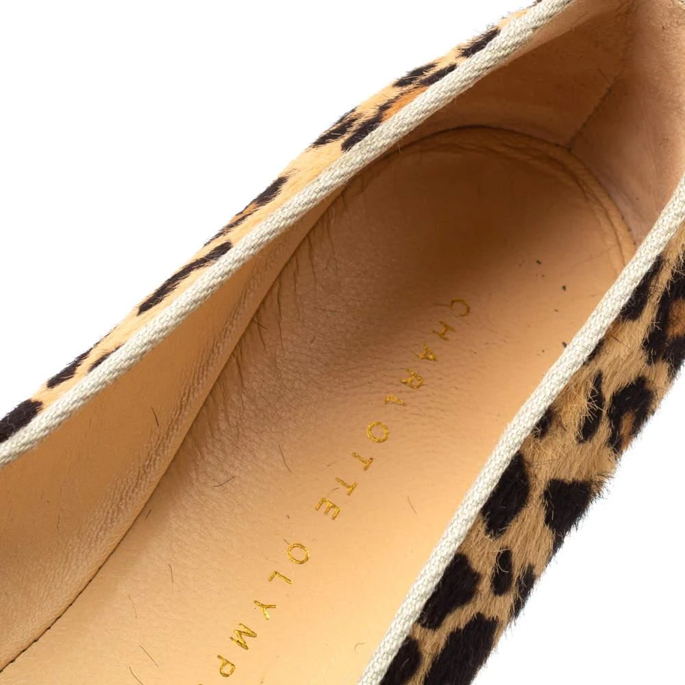 Charlotte Olympia Brown Animal Print Calf Hair Kitty Slip On Loafers Size 40 商品
