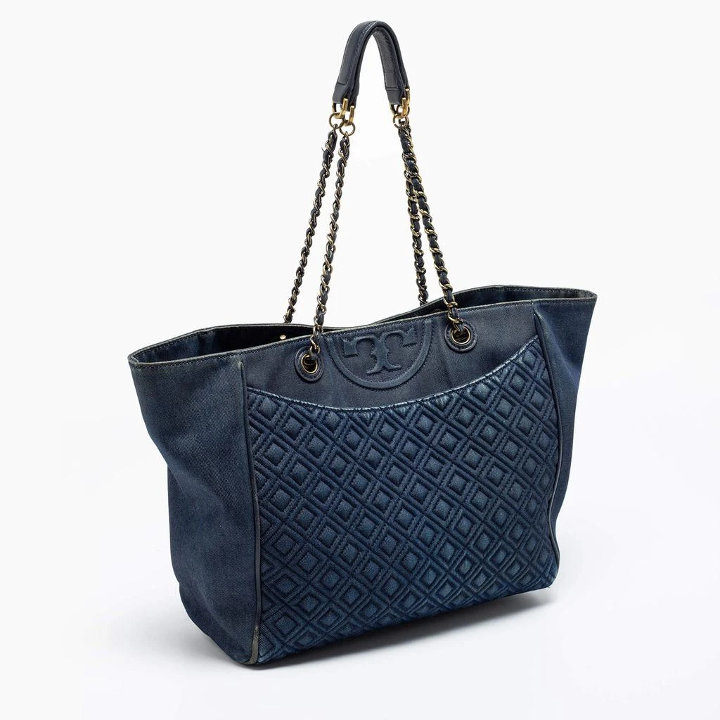 商品[二手商品] Tory Burch|Tory Burch Blue Quilted Denim Fleming Tote,价格¥1038,第3张图片详细描述