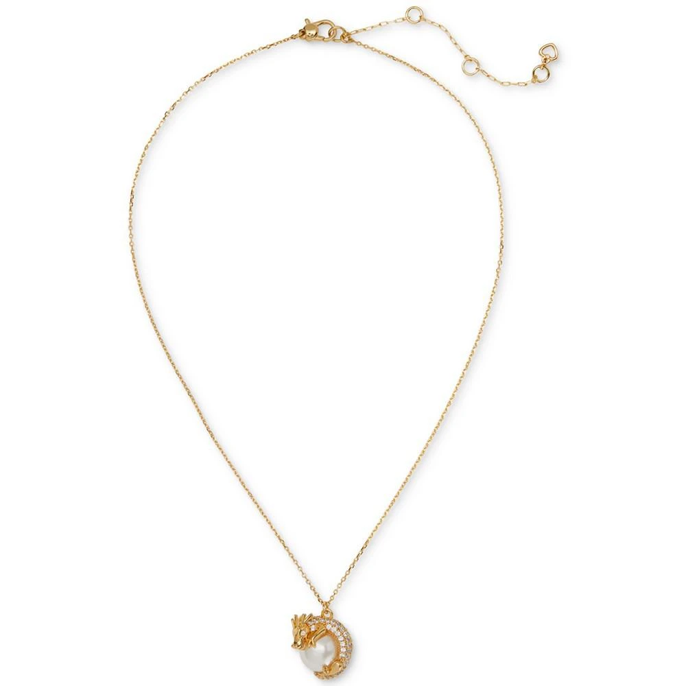 商品Kate Spade|Gold-Tone Pavé & Imitation Pearl Dragon Pendant Necklace, 16" + 3" extender,价格¥719,第2张图片详细描述