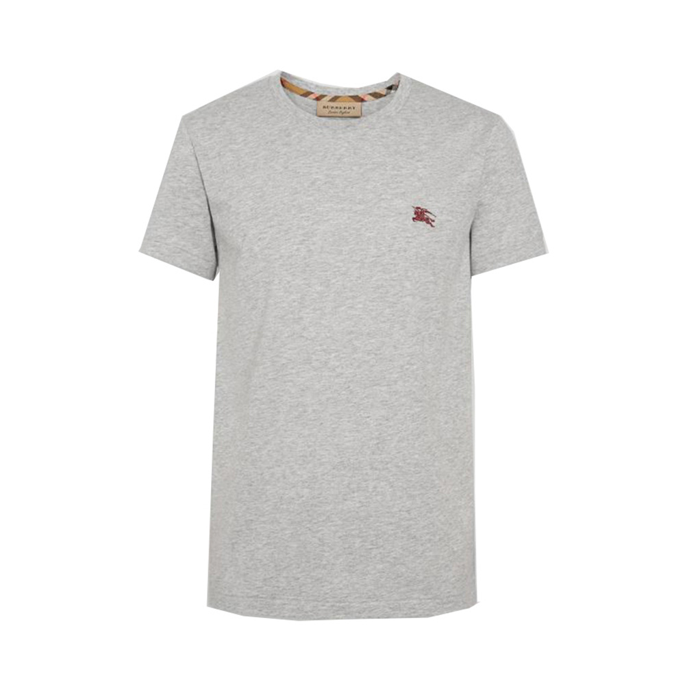 商品Burberry|BURBERRY 男士灰色棉质时尚简约圆领短袖T恤 8027741,价格¥915,第1张图片