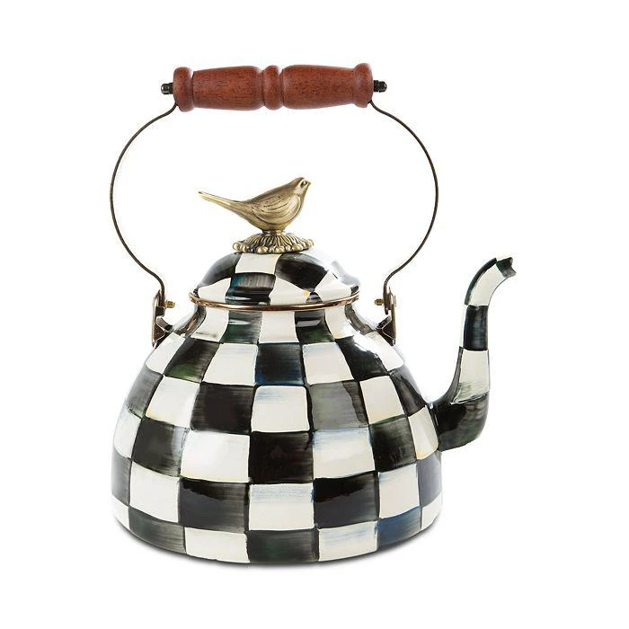 商品MacKenzie-Childs|Courtly Check Enamel 3 Qt. Tea Kettle with Bird,价格¥1507,第1张图片详细描述