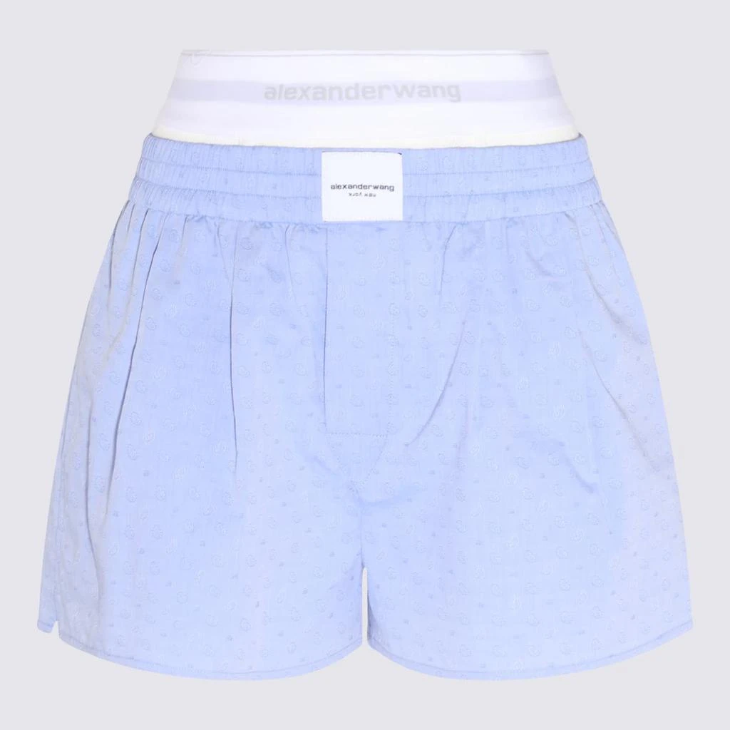 商品Alexander Wang|ALEXANDER WANG CHAMBRAY BLUE COTTON PAISLEY ELASTIC SHORTS,价格¥2487,第3张图片详细描述