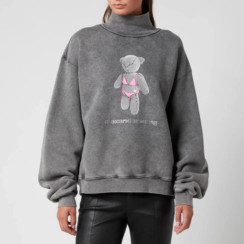 商品Alexander Wang|Alexander Wang Women's Classic Mock Neck Sweatshirt with Teddy Bear Print,价格¥2635,第1张图片