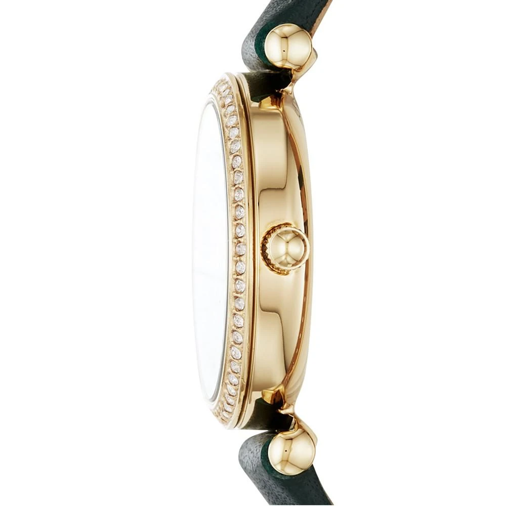 商品Fossil|Women's Mini Carlie Green Leather Strap Watch 28mm,价格¥301,第3张图片详细描述