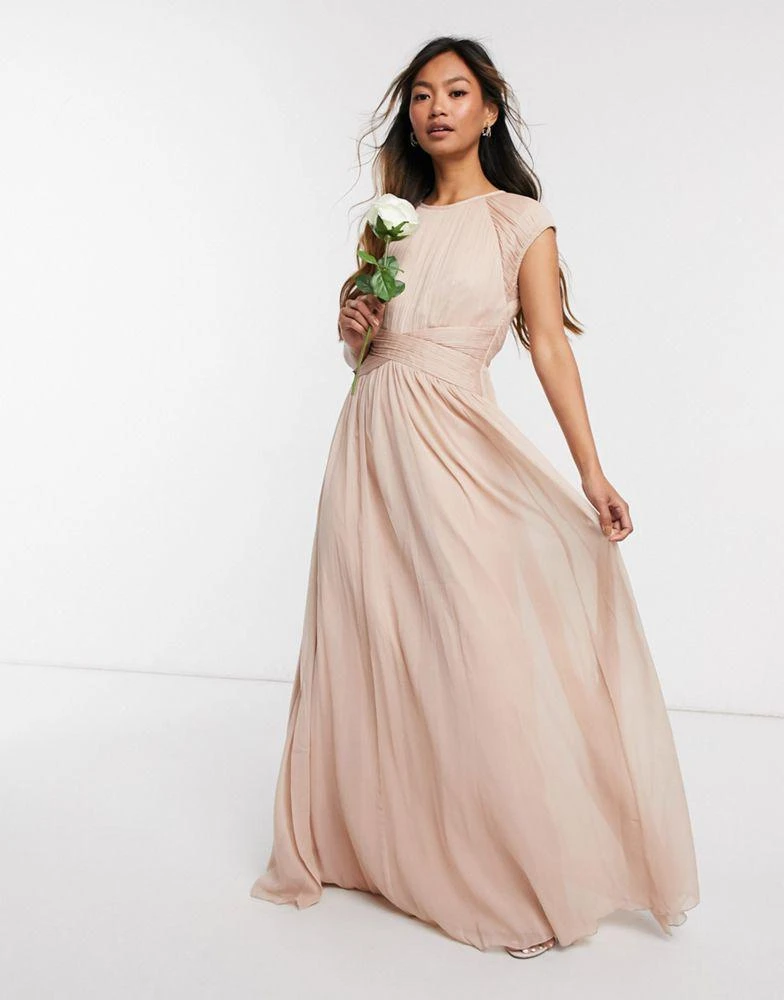 商品ASOS|ASOS DESIGN Bridesmaid ruched bodice maxi dress with cap sleeve detail,价格¥466,第1张图片