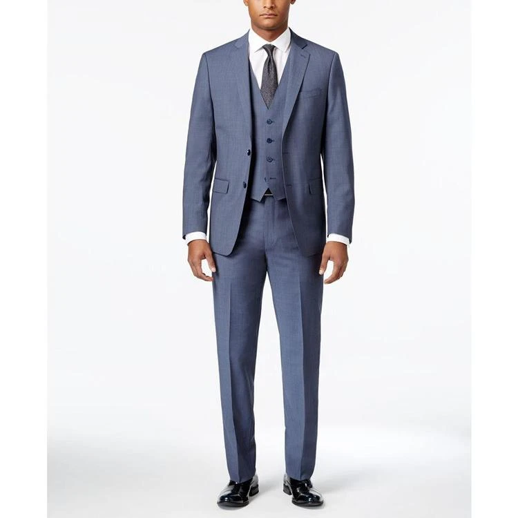 商品Calvin Klein|Men's Extra-Slim Fit Light Blue Neat Vested Suit,价格¥1465,第2张图片详细描述