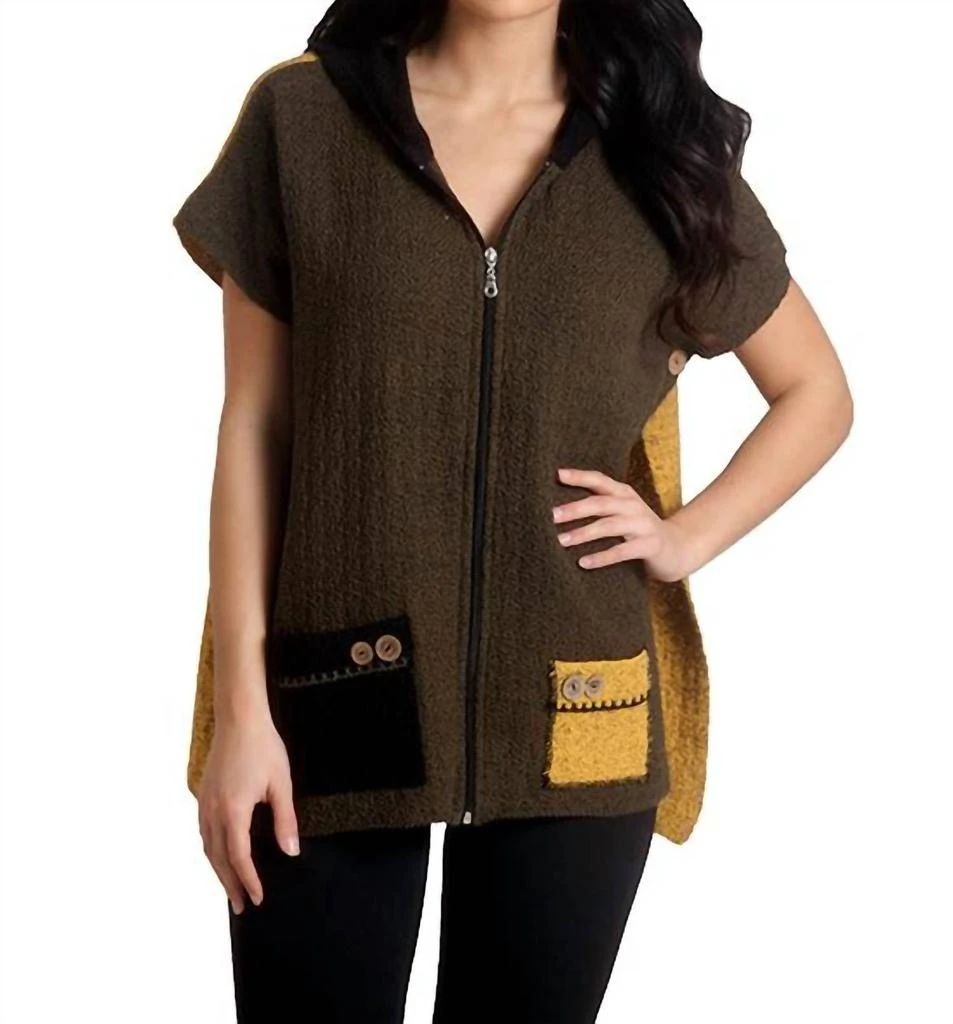 商品french kyss|Boucle Hooded Poncho In Armycombo,价格¥480,第1张图片