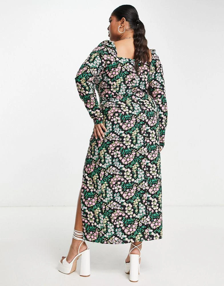 商品ASOS|ASOS DESIGN Curve bust cup midi tea dress in ditsy floral print,价格¥159,第3张图片详细描述