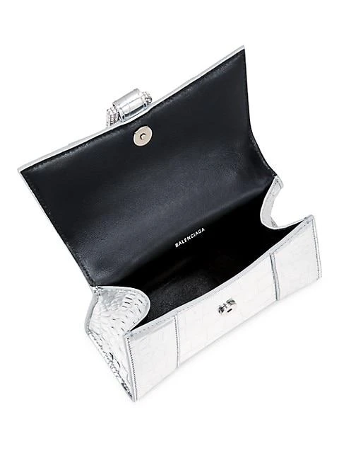商品Balenciaga|XS Hourglass Embellished Croc-Embossed Metallic Leather Top Handle Bag,价格¥23132,第3张图片详细描述