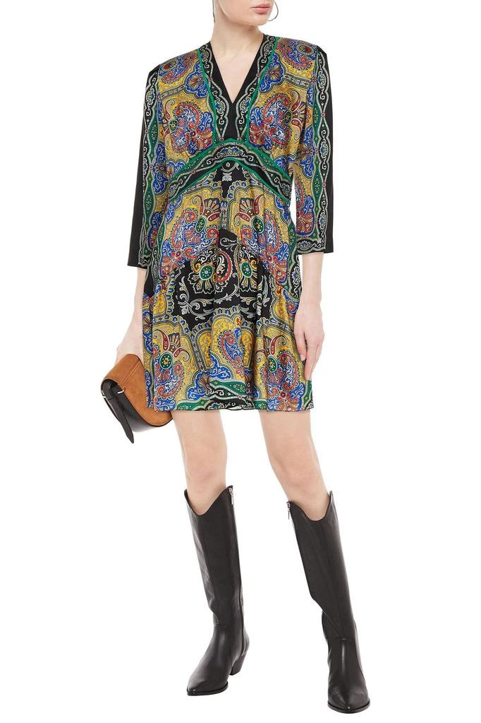 商品Sandro|Rayan gathered printed satin-twill mini dress,价格¥698,第2张图片详细描述