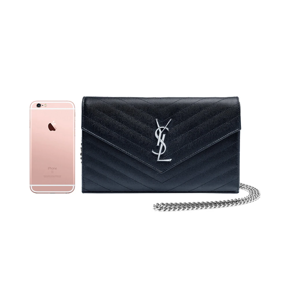 YSL 圣罗兰 女士Monogram College系列深蓝色皮革链条包 377828-BOW02-4147 商品