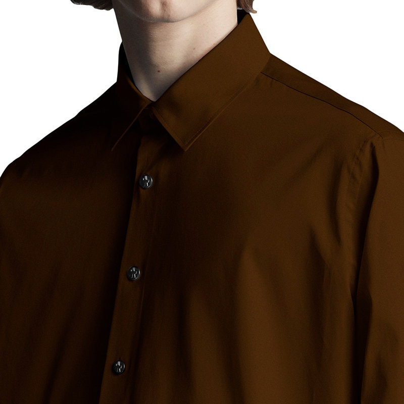 商品Moncler|【预售3-7天】Moncler/蒙克莱 22年秋冬新款 男士核桃棕色纯棉府绸长袖衬衫H10912F0000328144250,价格¥2670,第8张图片详细描述