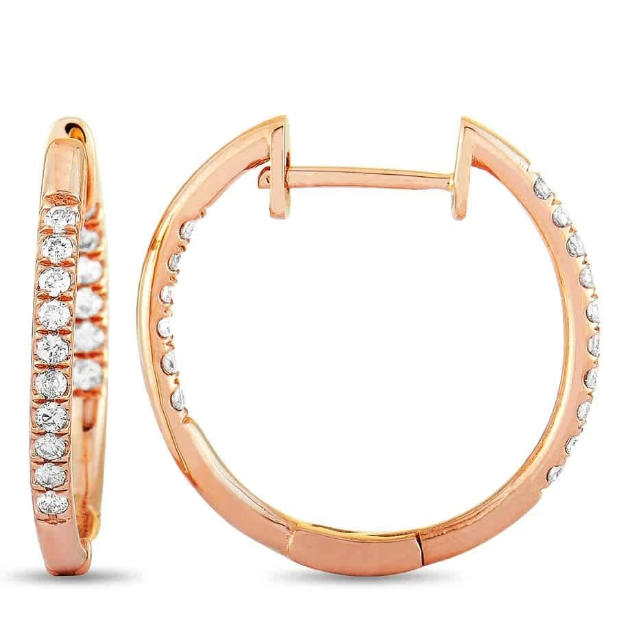 商品LB Exclusive|14K Rose Gold 0.25 ct Diamond Pave Hoop Earrings,价格¥3045,第2张图片详细描述