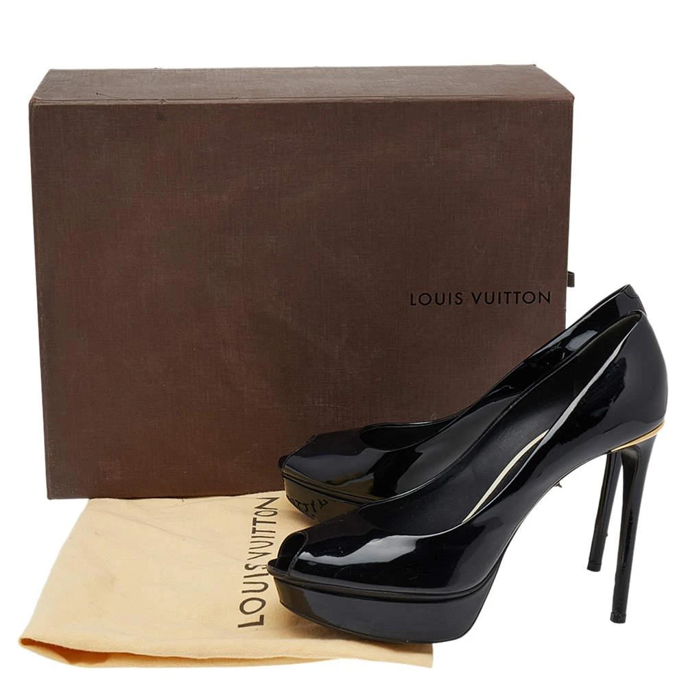 Louis Vuitton Black Patent Leather Eyeline Peep Toe Platform Pumps Size 39 商品