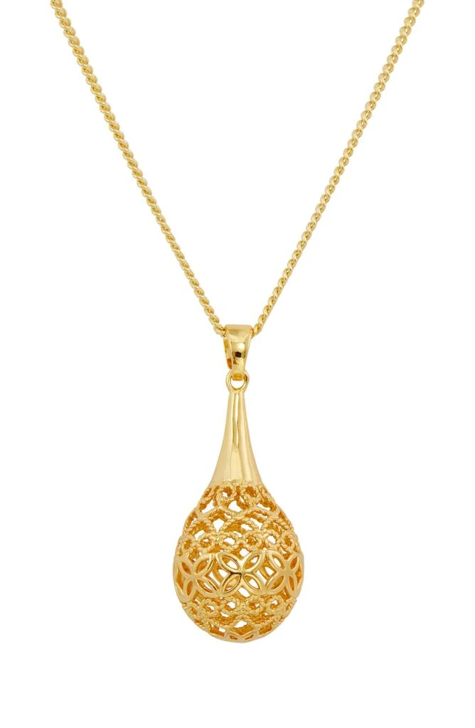 商品Savvy Cie Jewels|18K Gold Plated Filigree Drop Pendant Necklace,价格¥181,第1张图片