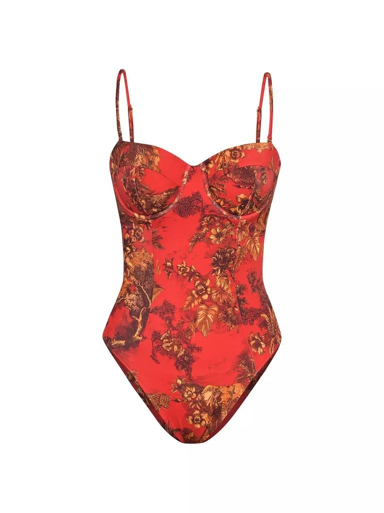 商品L'Agence|Red Jungle Amie Floral Shaping One-Piece Swimsuit,价格¥1397,第1张图片