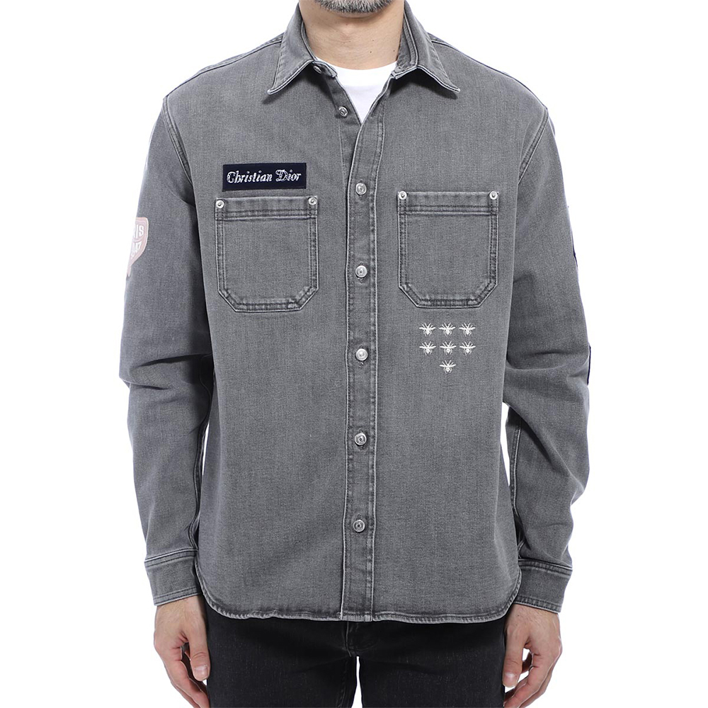 DIOR 男士灰色棉质长袖衬衫 013D584B-225X-810商品第2张图片规格展示