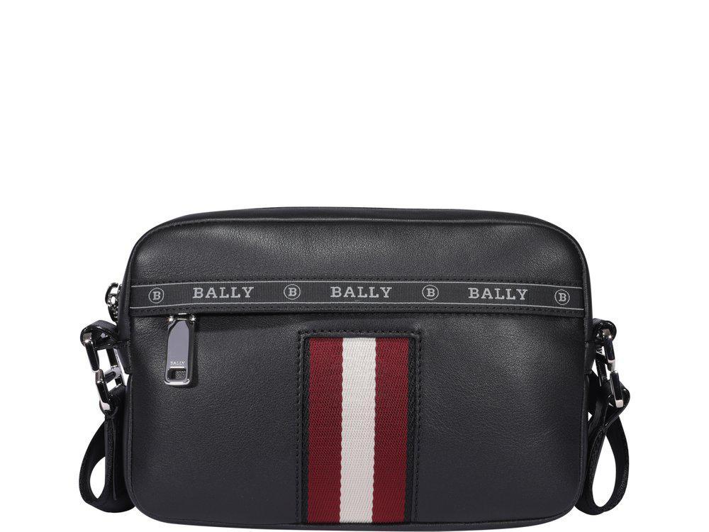 商品Bally|Bally Hal Logo Tape Detailed Stripe Crossbody Bag,价格¥2715,第1张图片