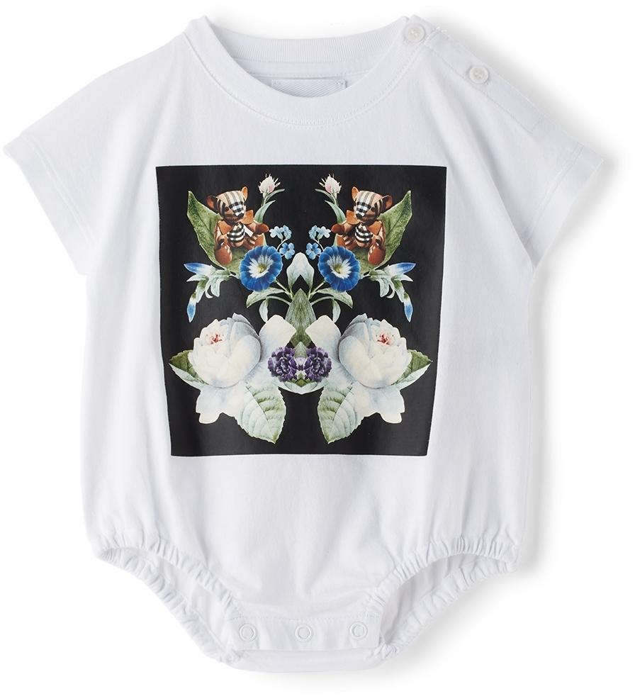 Baby Two-Pack White & Black Floral Bodysuit Set商品第4张图片规格展示