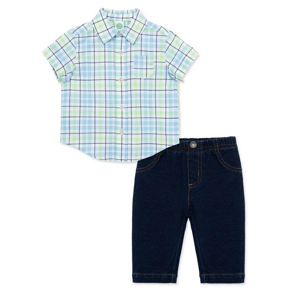 商品Little Me|Baby Boys Plaid Button Front Shirt and Pants Set,价格¥298,第1张图片