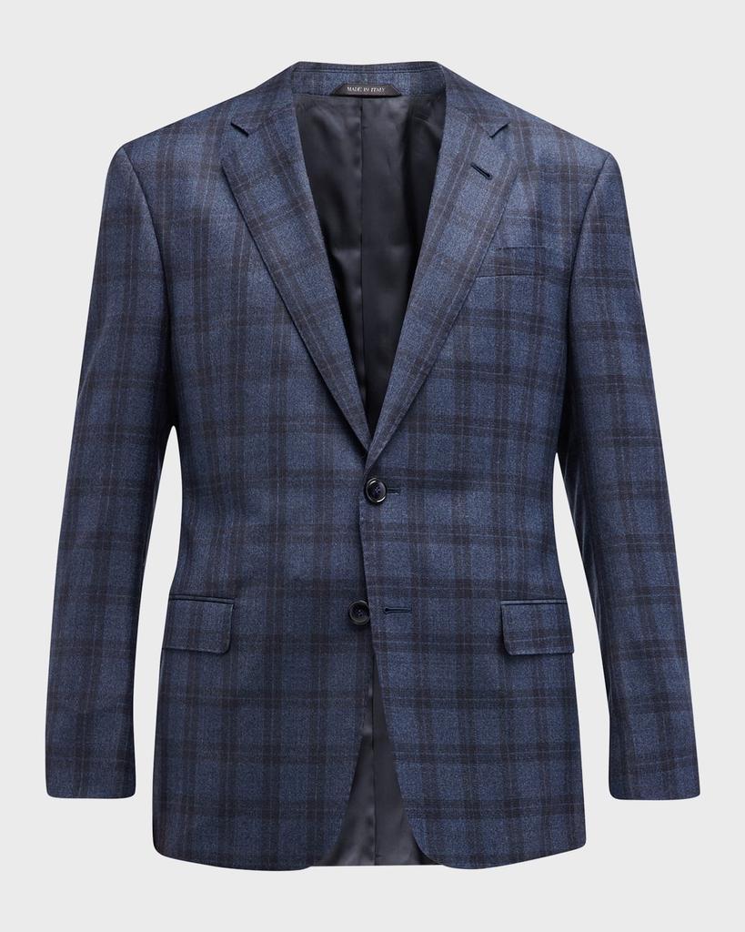 商品Giorgio Armani|Men's Wool-Cashmere Plaid Sport Coat,价格¥17852,第4张图片详细描述