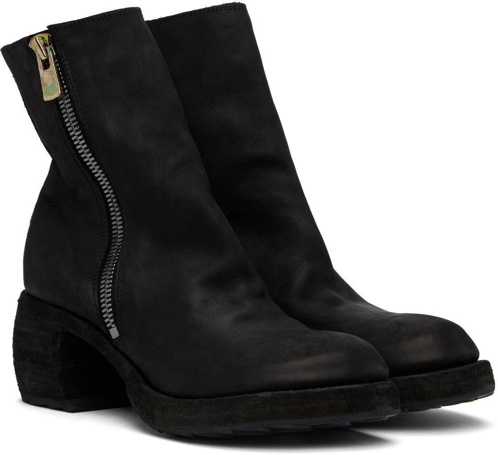 商品YOHJI YAMAMOTO|黑色 Guidi 联名 Calf Grain Oblique Side Zip 踝靴,价格¥28908,第4张图片详细描述
