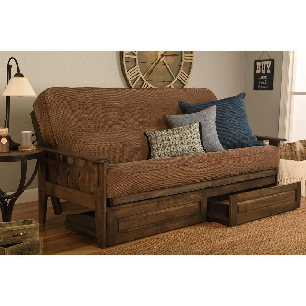 商品KODIAK|Tucson Frame-Rustic Walnut Finish-Marmont Mocha Mattress-Storage Drawers,价格¥8314,第3张图片详细描述