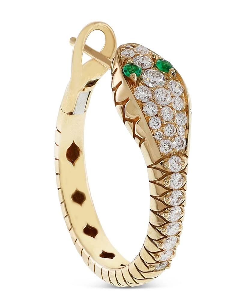 18K Yellow Gold Serpent Diamond & Emerald Snake Hoop Earrings - Exclusive, Italy Campaign 商品