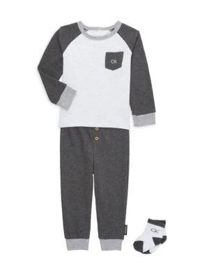 商品Calvin Klein|Baby Boy's 3-Piece Tee, Joggers & Socks Set,价格¥204,第1张图片