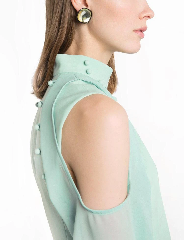 商品Pixie Market|Mint Button Cold Shoulder Dress,价格¥750,第2张图片详细描述