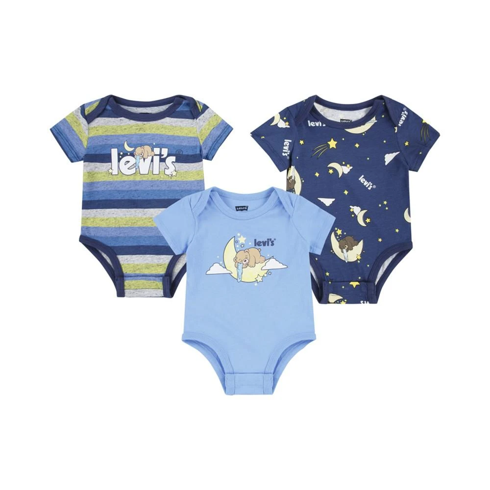 商品Levi's|Baby Boys Sleeping Under The Stars Bodysuit, Pack of 3,价格¥157,第1张图片