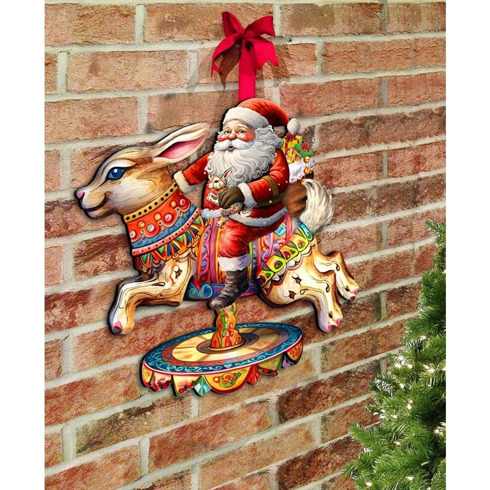 商品Designocracy|Christmas Santa Carousel Christmas Wooden Door Decor Wall Decor G. DeBrekht,价格¥1099,第5张图片详细描述