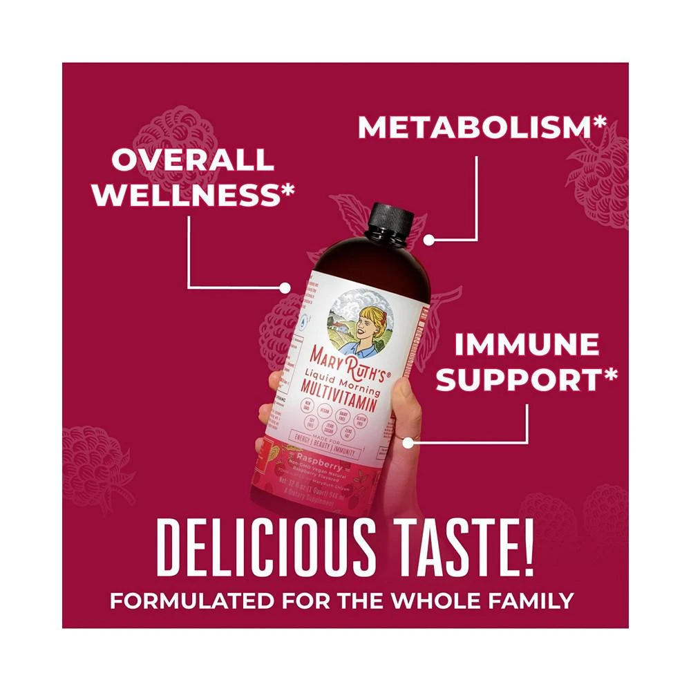 商品MaryRuth Organics|Liquid Morning Multivitamin, Sugar Free, Raspberry, 32 Fl Oz,价格¥335,第2张图片详细描述