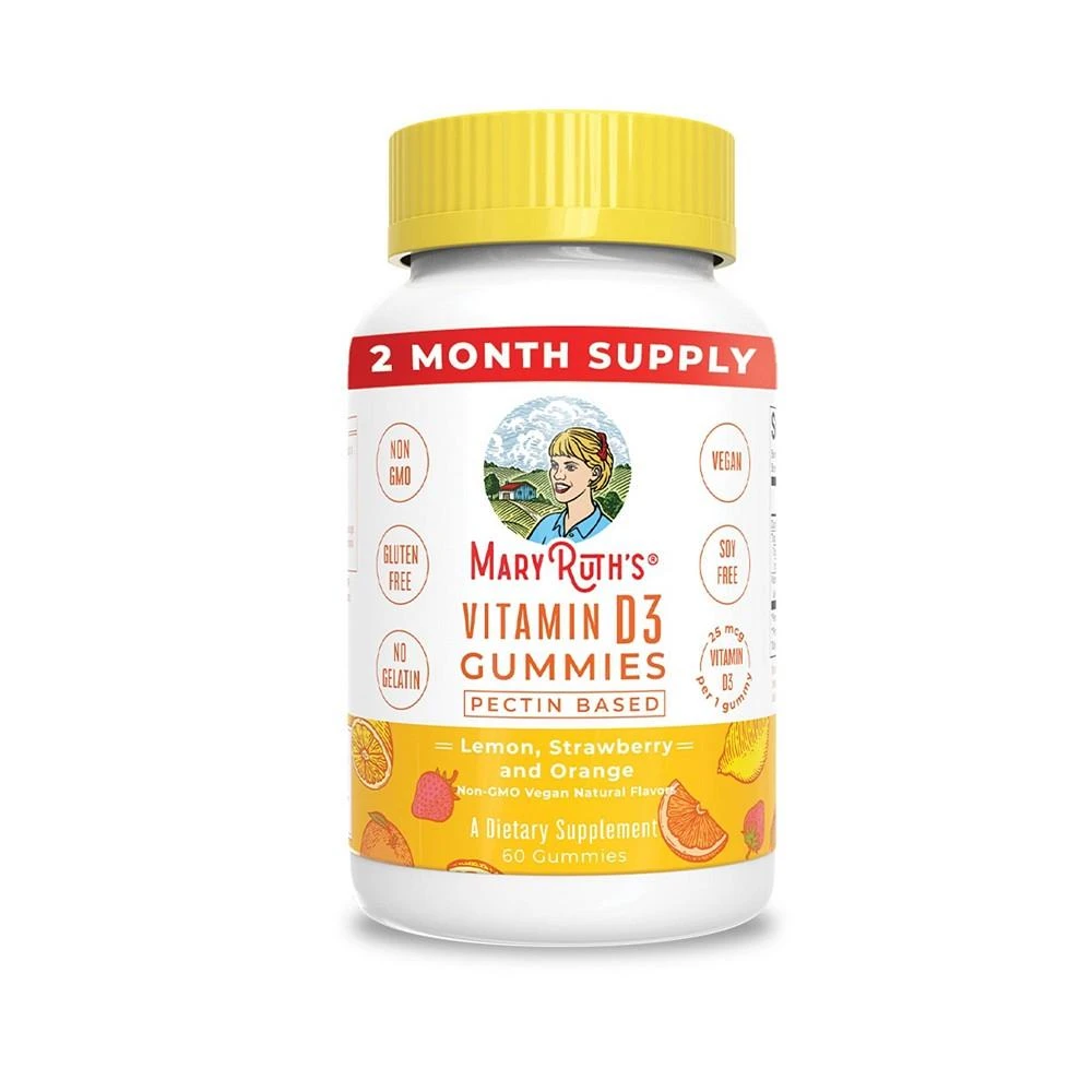 商品MaryRuth Organics|Vitamin D3 Gummies, Strawberry, Org, 60 ct,价格¥187,第1张图片