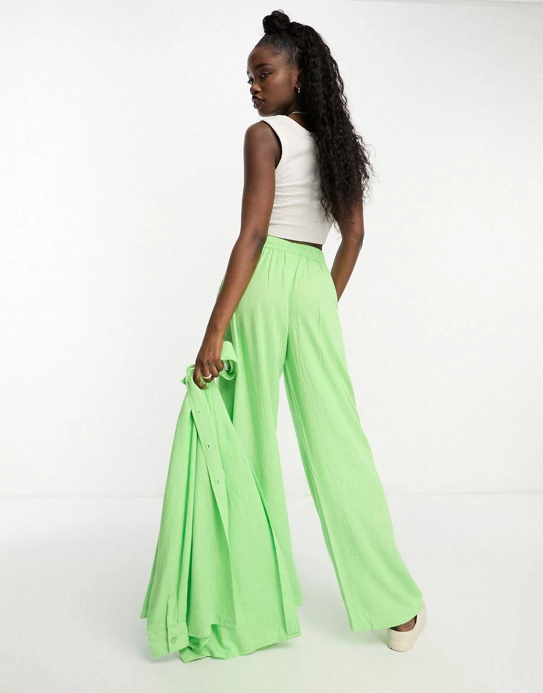 商品ASOS|ASOS DESIGN pull on trouser with linen in apple green,价格¥195,第2张图片详细描述
