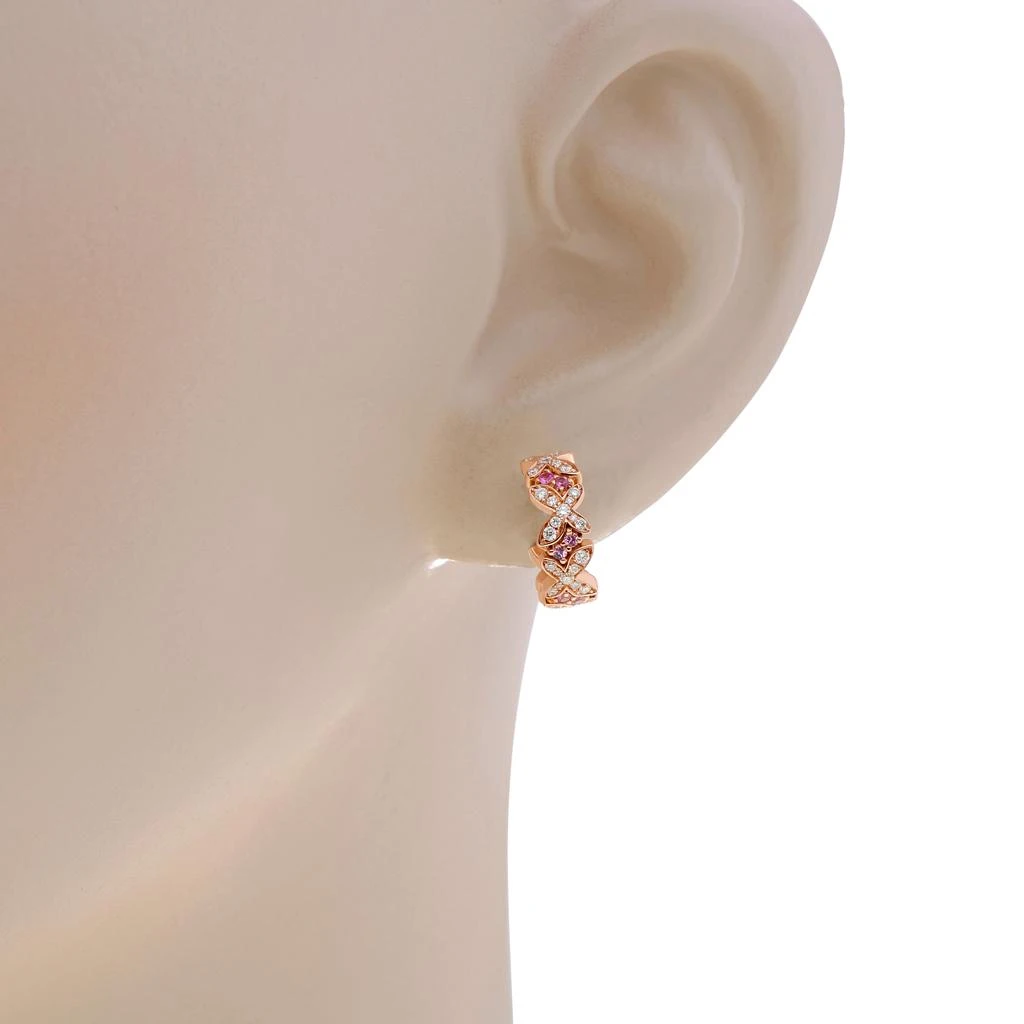 商品Mimi Milano|Mimi Milano Freevola 18K Rose Gold, 0.35ct. tw. Diamond and Pink Sapphire Huggie Earrings OXM249R8Z2B,价格¥18731,第2张图片详细描述