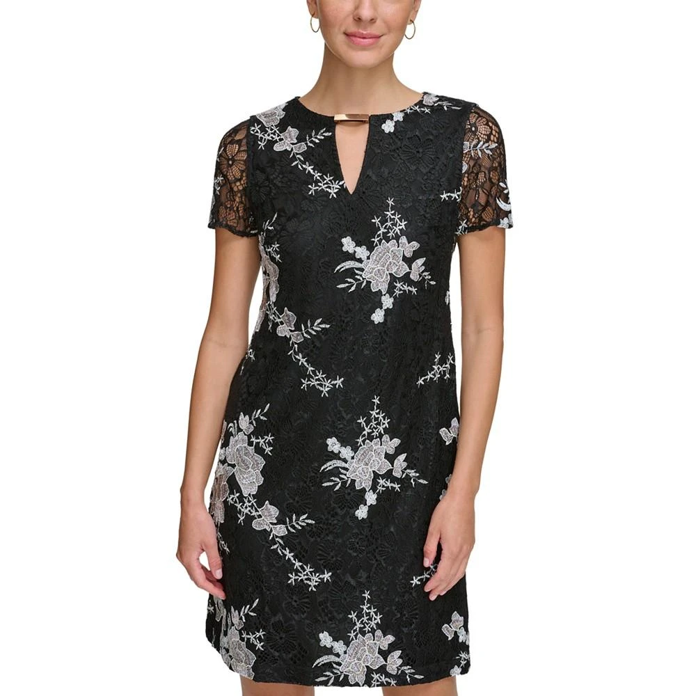 商品Kensie|Women's Short-Sleeve Embroidered-Lace Sheath Dress,价格¥1108,第4张图片详细描述