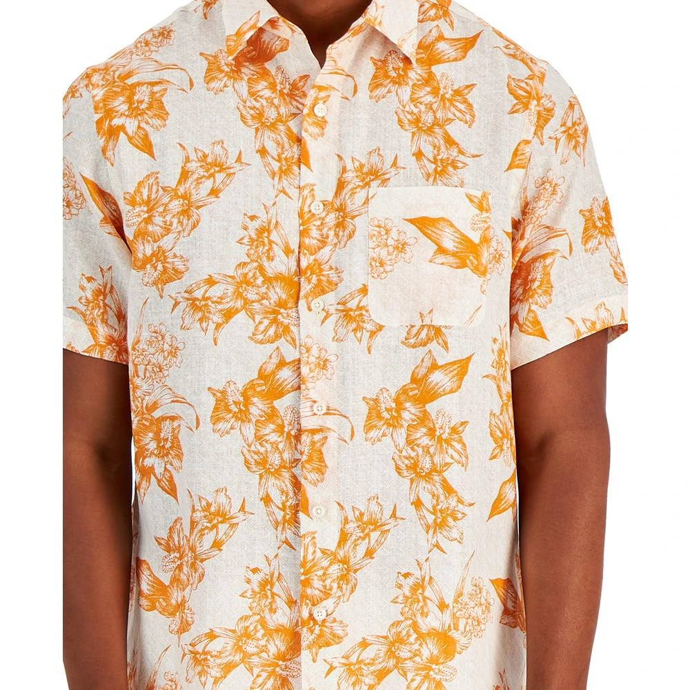 商品Club Room|Men's Floral Weave Linen Short-Sleeve Button-Up Shirt, Created for Macy's,价格¥174,第3张图片详细描述