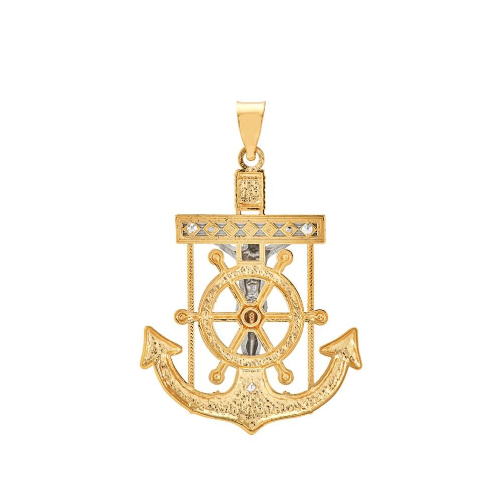 Men's Mariner Cross Pendant in 14k Gold & White Gold商品第3张图片规格展示