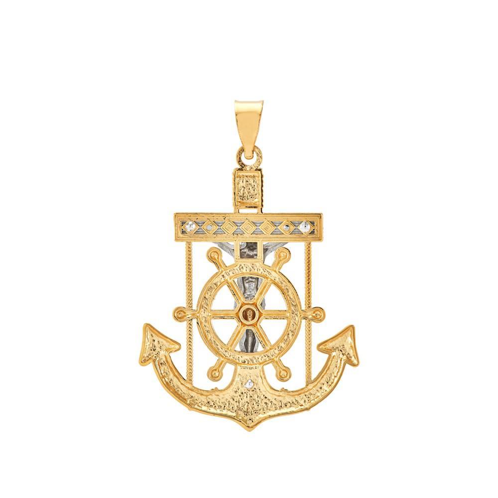 商品Macy's|Men's Mariner Cross Pendant in 14k Gold & White Gold,价格¥4132,第5张图片详细描述
