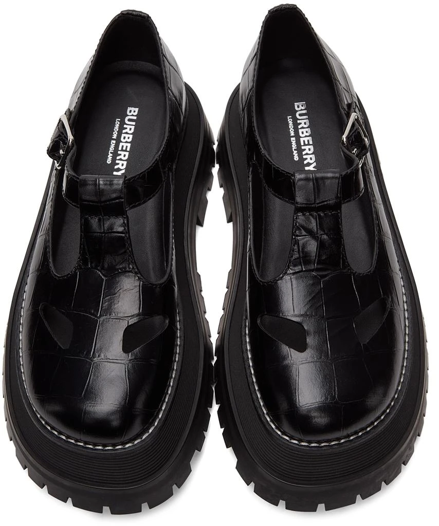 商品Burberry|Black Croc T-Bar Loafers,价格¥5662,第5张图片详细描述