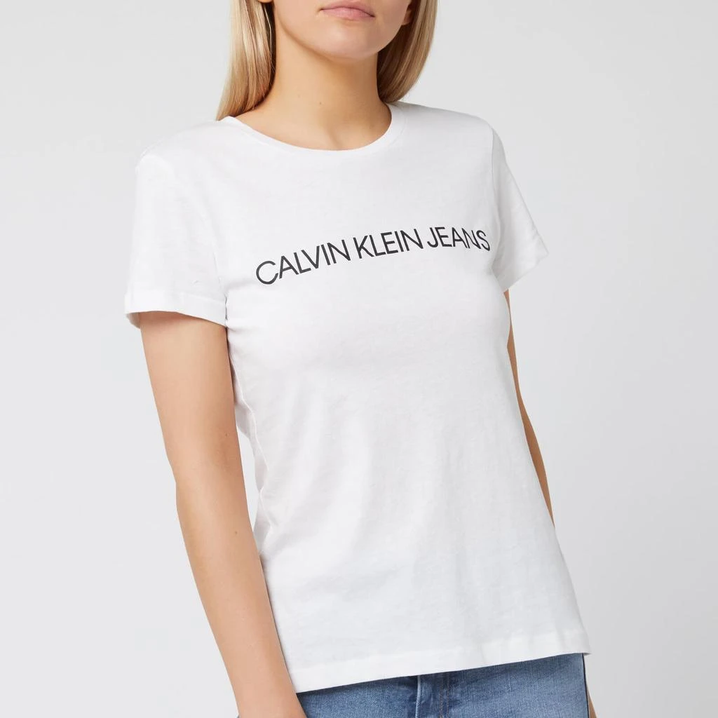 商品Calvin Klein|Calvin Klein Jeans Women's Institutional Logo Slim Fit T-Shirt - Bright White,价格¥118,第1张图片